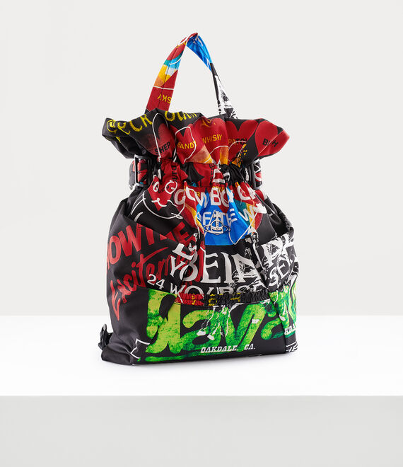 Vivienne Westwood Tex Large Backpack in BLACK/MULTI